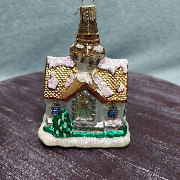 GDeBrekht Wedding Ornament Set 6 Pc Bride Groom Chapel Heart Glass Collectible - Picture 11 of 13